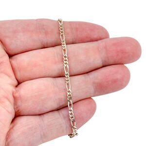 Figaro Chain Bracelet | Vintage Sterling Silver 925 | 7.75"